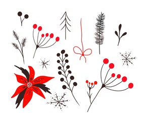 Holiday Collection. Merry Christmas. Set of christmas characters and decorations.