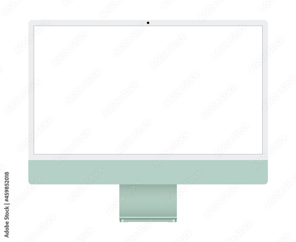 Aufkleber computer with display green frame mockup