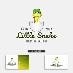 Cute little snake logo design, concept with little snake hatched from an egg vector illustration