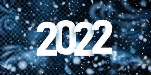 2022 on blue snowy transparent background.