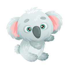 Cute adorable koala baby animal cartoon vector illustration on white background