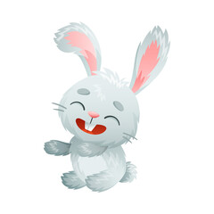 Cute funny bunny baby animal cartoon vector illustration on white background