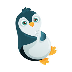 Cute adorable penguin baby animal cartoon vector illustration on white background