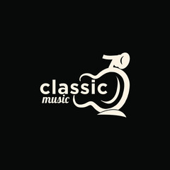 illustration music classic logo design vector silhouette graphic icon symbol guitar string tone scooter old motorcycle bikers club community event hobby country song sing tours travel