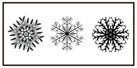 snowflake  winter vector, set of black isolated icon silhouette on white background.