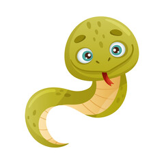 Fototapeta premium Cute funny baby snake cartoon vector illustration on white background