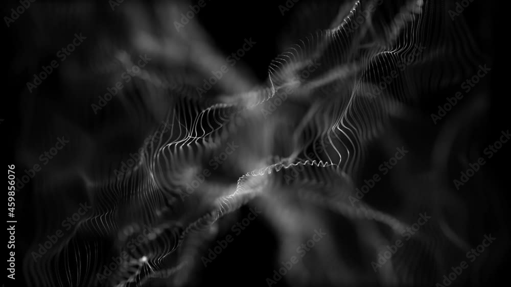 Poster abstract network mesh waving fx background loop/ 4k animation of an abstract fractal digital mesh ba
