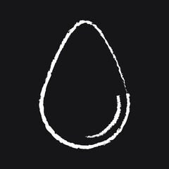 Egg line Icon design, white chalk. Draw a picture on the blackboard.