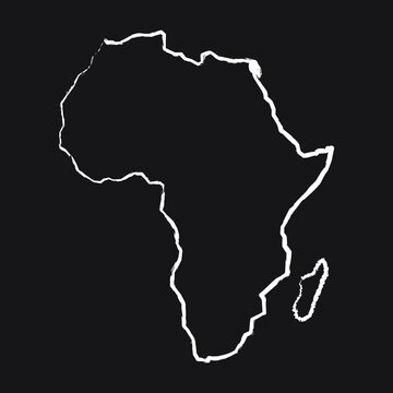 Africa map line Icon design white chalk. Draw a picture on the blackboard.
