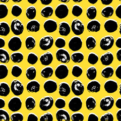 Simple seamless vector pattern of dots, strokes, spots, strokes. Hand drawn illustration, dry brush. Scandinavian style, wallpaper, fabric, textile design, wrapping paper