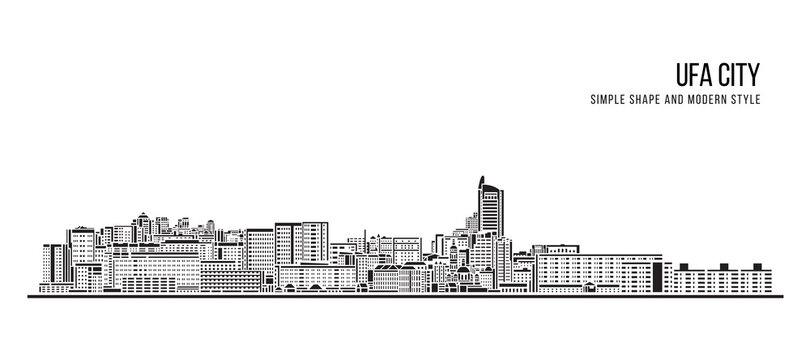 Cityscape Building Abstract Simple shape and modern style art Vector design -  Ufa city