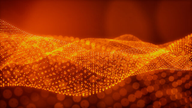 Abstract Science Technology background. Orange, Medical or Healthcare concept. 3D Render.
