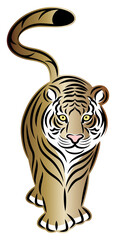 悠々と歩く虎 切り絵風のシンプルなイラスト ベクター