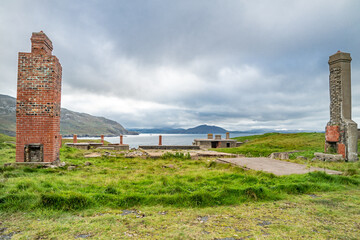 The ruins of Lenan Head fort at the north coast of County Donegal, Ireland.