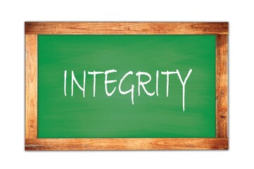 Fototapeta premium INTEGRITY text written on green school board.