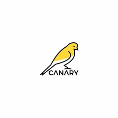 line art canary bird on root logo vector icon illustration