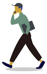 スマホで電話をしながら歩く男性