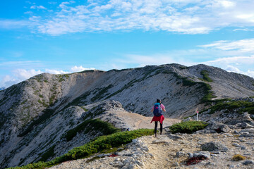 秋晴れの登山