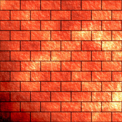 Brown and orange brick texture watercolor background. Gradient brown and orange brick wall texture background.