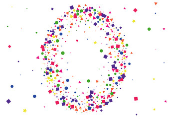 Blue Flying Star Illustration. Celebration Confetti Decoration. Yellow Circle Background. Vector Dot Decoration. Green Isolated Square.