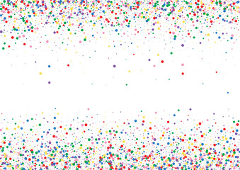 Yellow Round Template Texture. Dot Cover Illustration. Blue Top Circle. Red View Confetti Background.