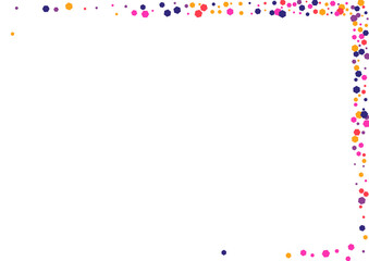 Pink Geometric Dot Wallpaper. Round Decoration Background. Purple Circle Carnaval. Confetti Yellow Happiness Frame. Surprise Texture.