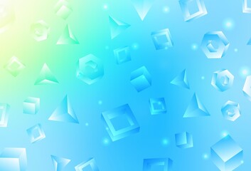 Light Blue, Green vector layout with rectangles, triangles.