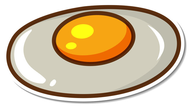 Fried egg in sticker template