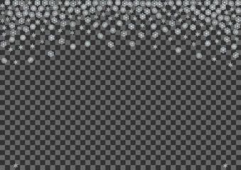 Light Snow Background Vector Transparent. Flake Xmas Card. White Snowflake Snowflake Illustration. Frosty Confetti Pattern.