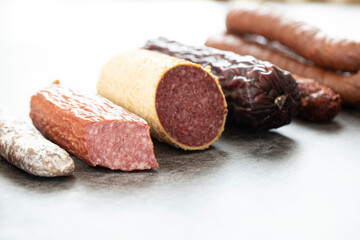 salami on a wooden board