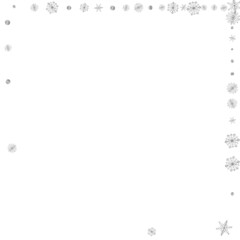 Grey Confetti Background White Vector. Snow Decoration Card. Luminous Flake Falling. Silver Frost Texture.