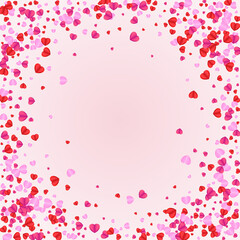 Red Heart Background Pink Vector. Color Pattern Confetti. Fond Elegant Illustration. Violet Confetti Sweetheart Frame. Tender Paper Texture.