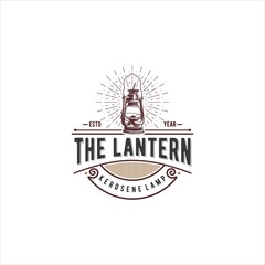 Lantern Kerosene Lamp Logo Design Vector Image