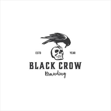 Crow Raven Bird Logo Design Vector Image