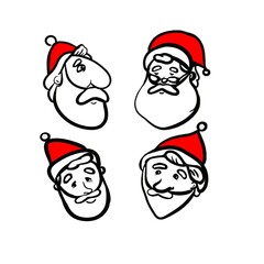 Different faces of Santa Claus