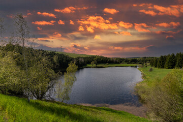 wind turbine set in the beautiful landscape of the Czech Republic