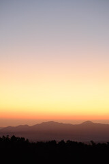 Sunrise sky and mountain , Vertical picture