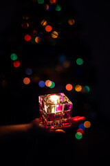 Fototapeta na wymiar candle lights light Christmas new year xmas