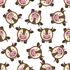 Vector seamless pattern of cow on white background