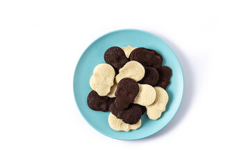 Chocolate Mexican skulls isolated on white background	
