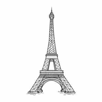 The Eiffel Tower, 3D rendering isolated on white background Stock