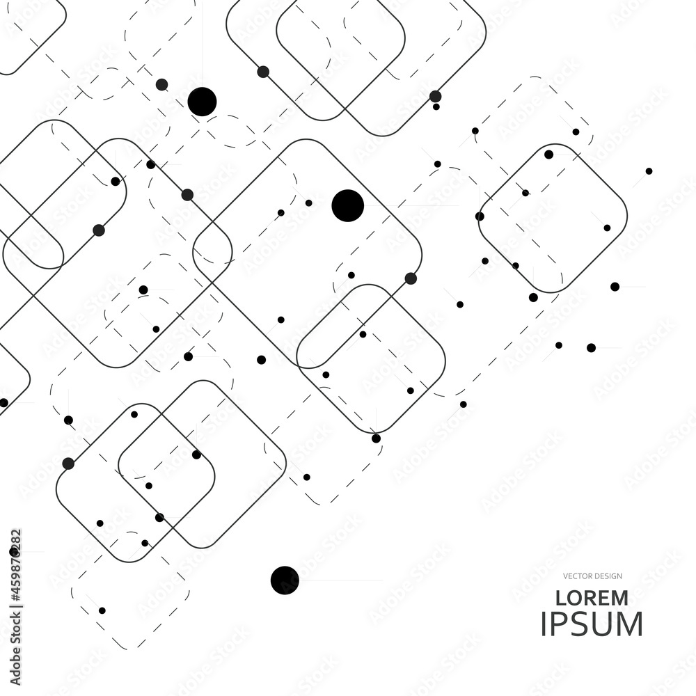 Poster Vector square connected with dots. Web style presentation background
