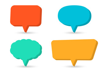 Speech bubble set. 3d dialog or chart box for text. Talk, speak, message different shape frames. Vector illustration.