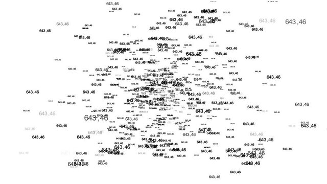 random numbers flying from white background