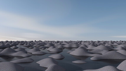 Naklejka premium Desert with sky background. 3D illustration, 3D rendering 