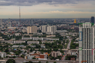 Bangkok, Thailand - Jul 25, 2020 : City view of Bangkok before the sunset creates energetic feeling to get ready for the day waiting ahead. Selective focus.