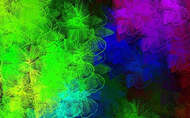 Dark Multicolor vector doodle background with flowers.