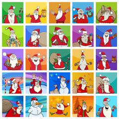 Naklejka premium cartoon Christmas characters set or pattern design