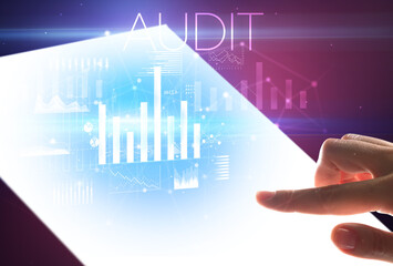 Hand holding futuristic, business concept