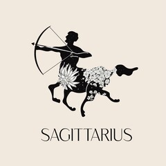 Zodiac sign Sagittarius. The symbol of the astrological horoscope.
